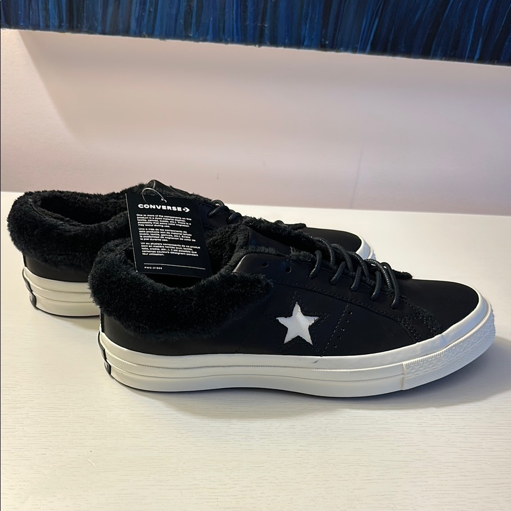 Fleece lined Converse Black and White Sneakers with Star Logo